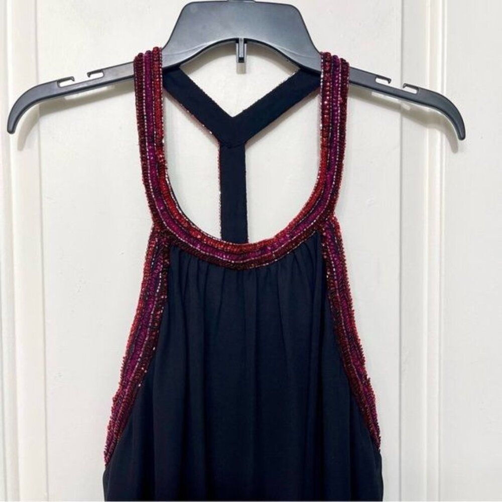 New Jewel Badgley Mischka Trapeze Dress with Beaded Trim in Black Size 8 - Picture 7 of 12